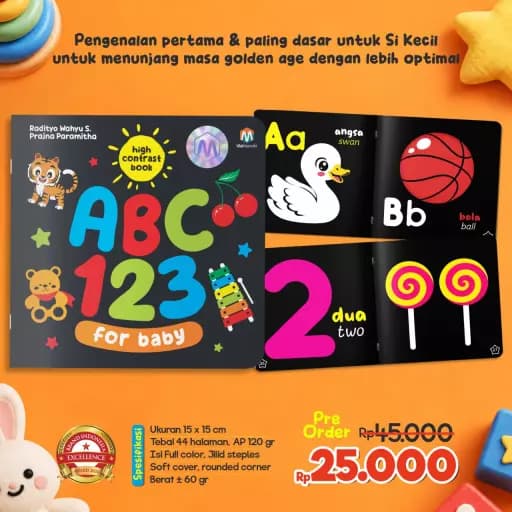 (PO) High Contrast Book - ABC 123 for Baby (Softcover) - foto 2