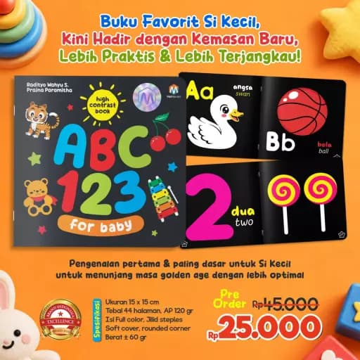 (PO) High Contrast Book - ABC 123 for Baby (Softcover) - foto 3