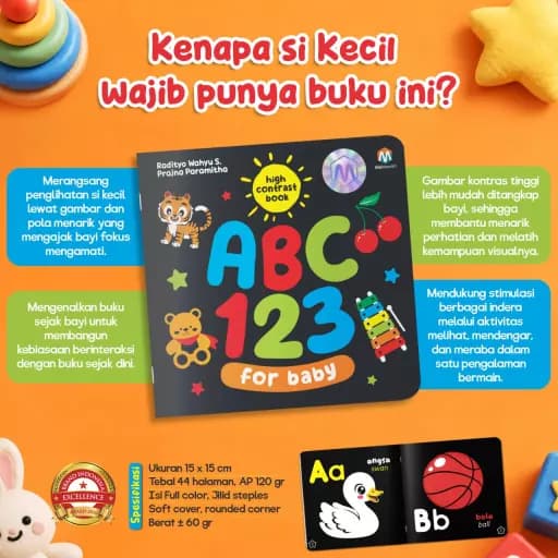 (PO) High Contrast Book - ABC 123 for Baby (Softcover) - foto 4