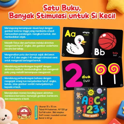 (PO) High Contrast Book - ABC 123 for Baby (Softcover) - foto 5