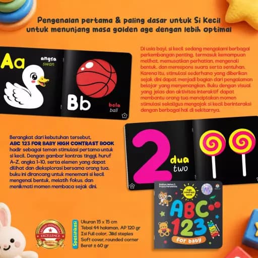 (PO) High Contrast Book - ABC 123 for Baby (Softcover) - foto 6